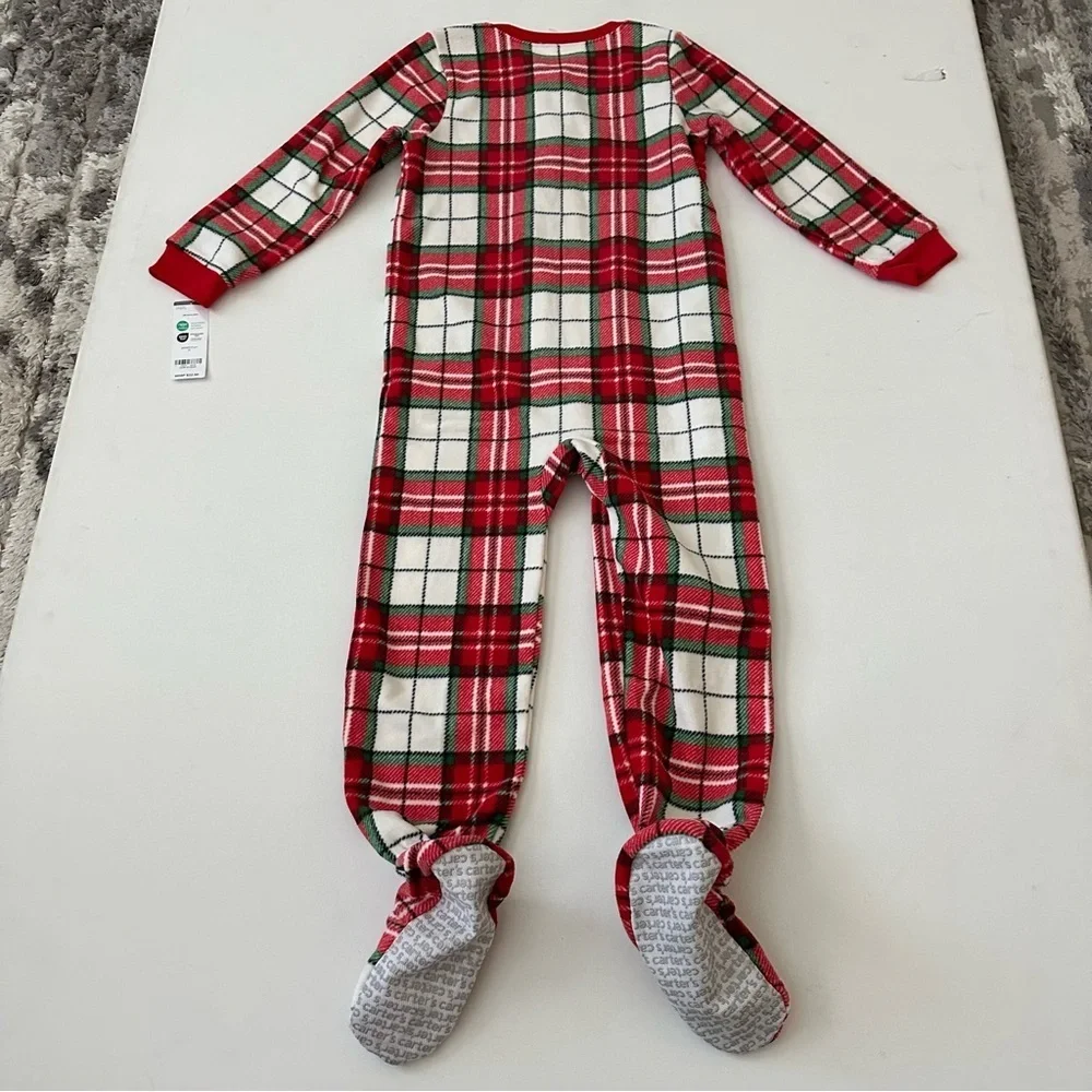 Carter's Red and White Plaid Footed One Piece Pajama Size 5T